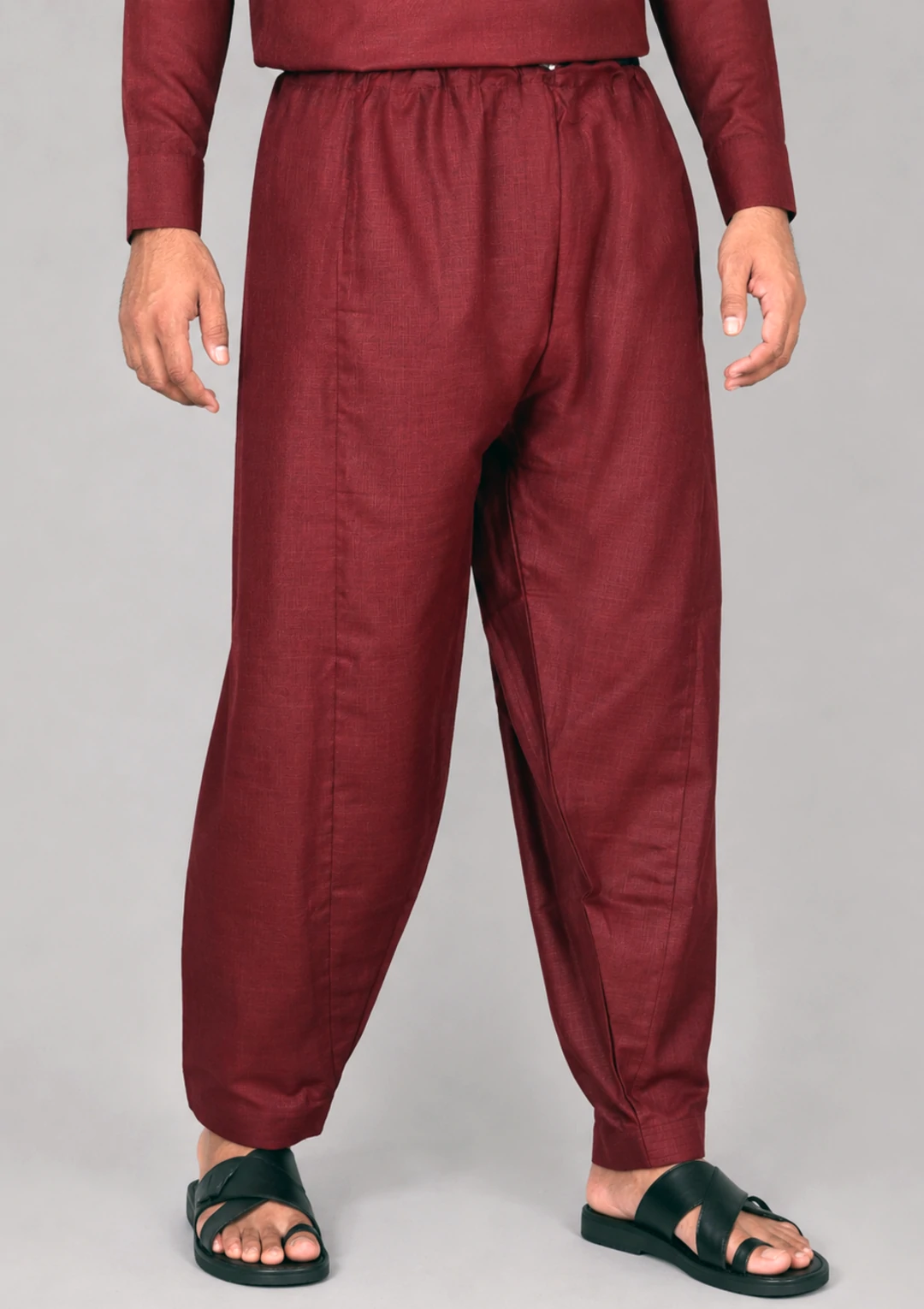 Maroon Linen Pathani Salwar - Image 3