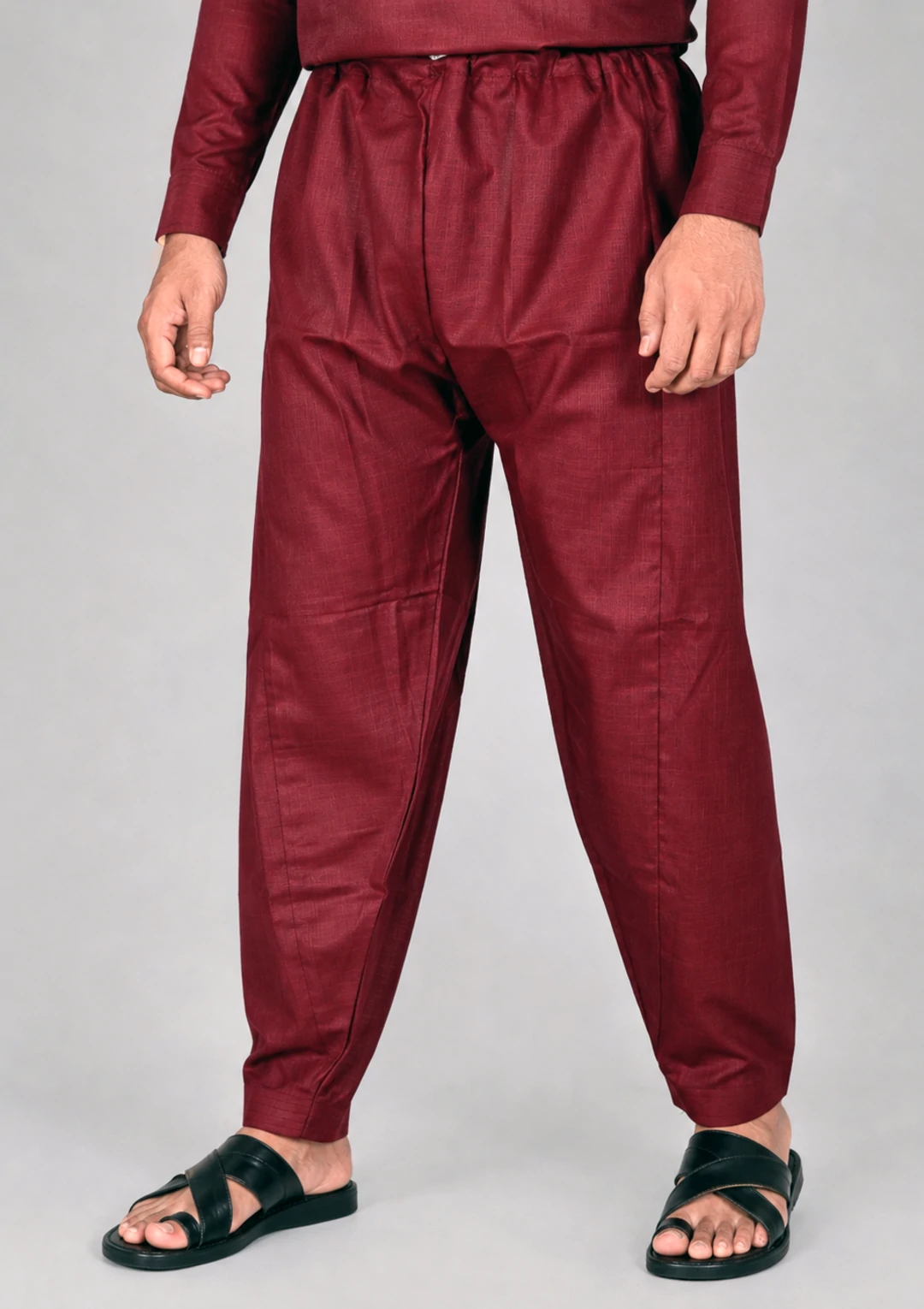 Maroon Linen Pathani Salwar - Image 2