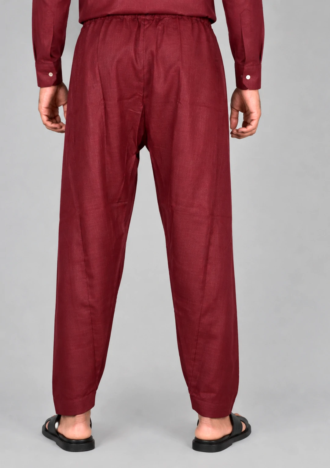 Maroon Linen Pathani Salwar - Image 4