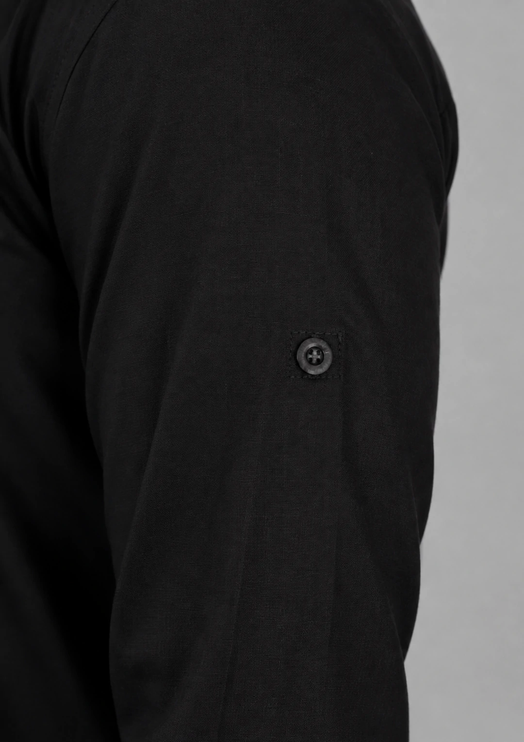 Plain Black Linen Pathani Suit for Men - Image 6
