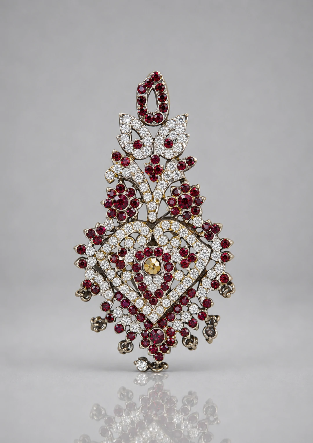 Groom Safa Ruby Red & Crystal Embellished Kalgi for Men