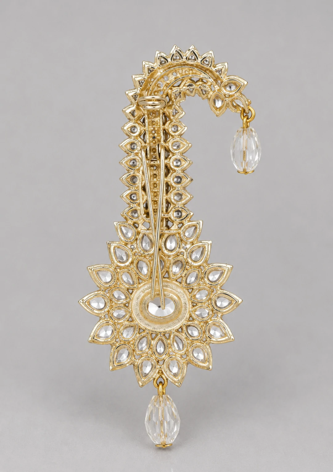 Groom Safa Gold Floral Crystal Kalgi for Men - Image 2