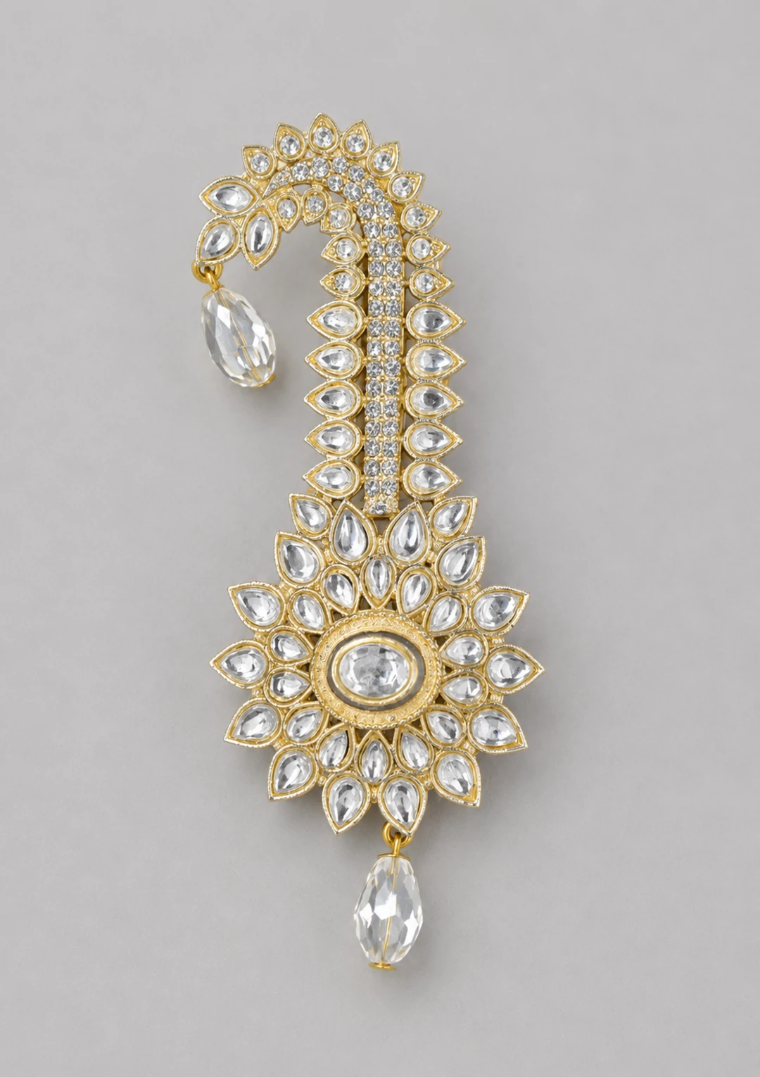 Groom Safa Gold Floral Crystal Kalgi for Men