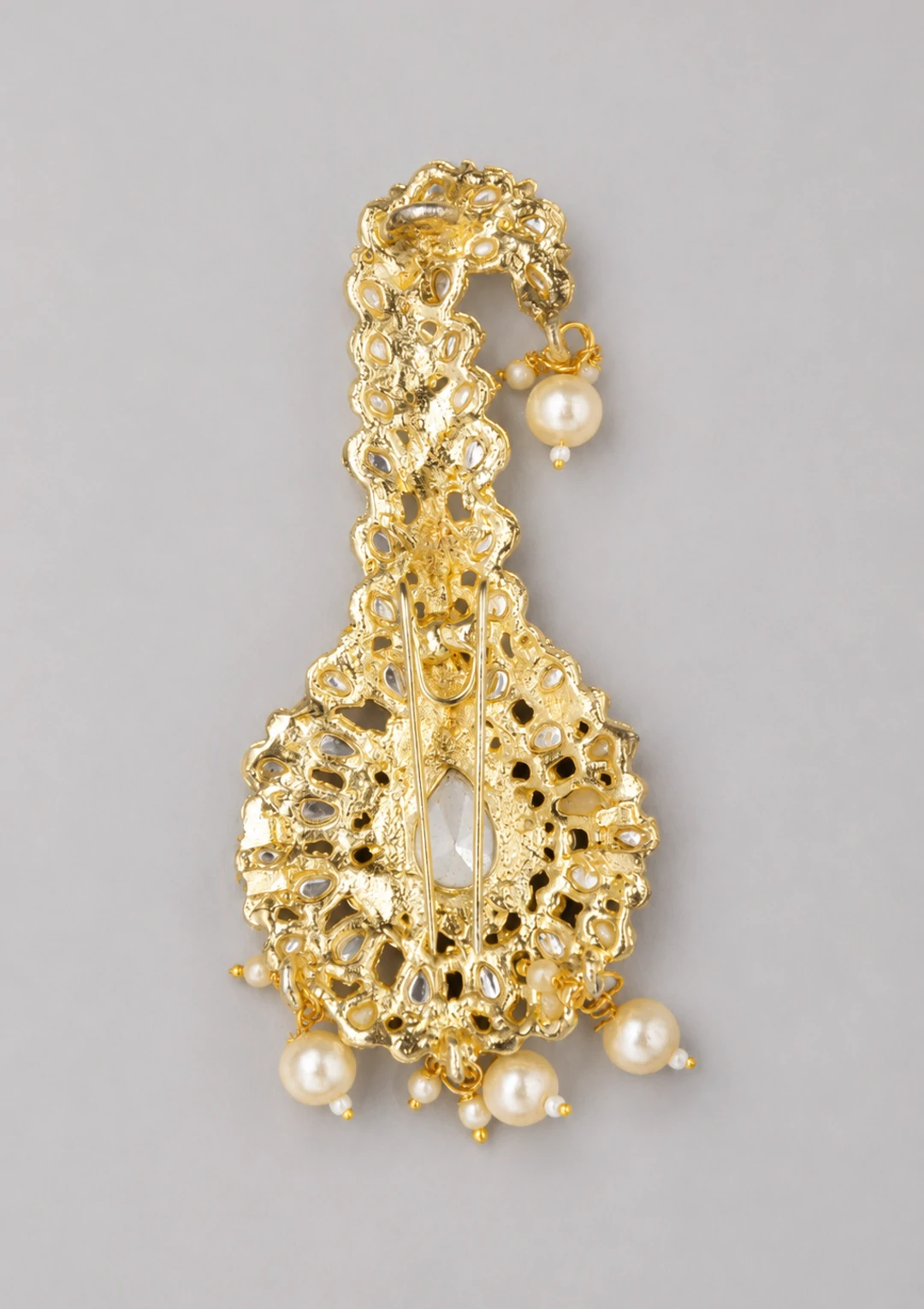 Groom Safa Red Stone Studded Kalgi for Men with White Crystals - Image 2