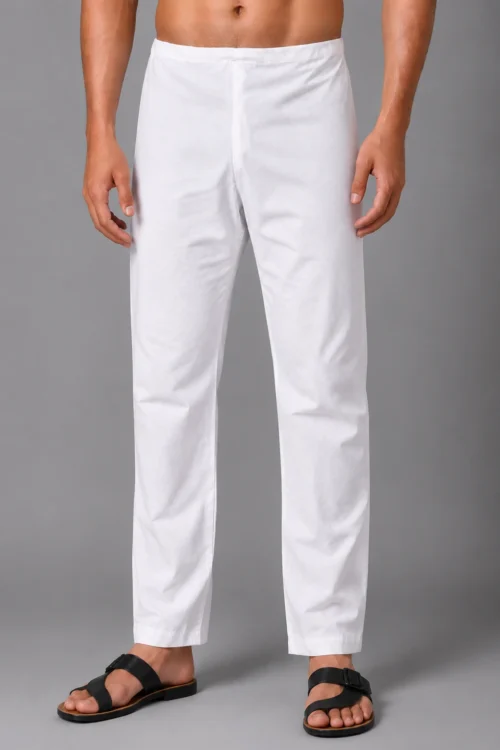 Men Solid Pure Cotton Straight Pajama